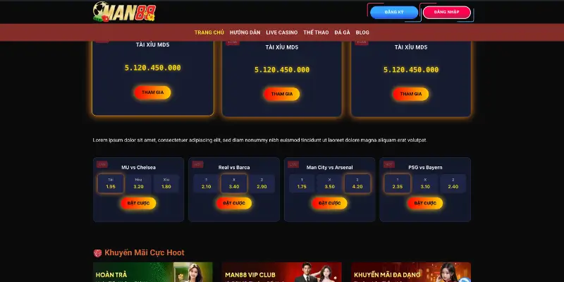 Những loại kèo cược Thể thao Man88