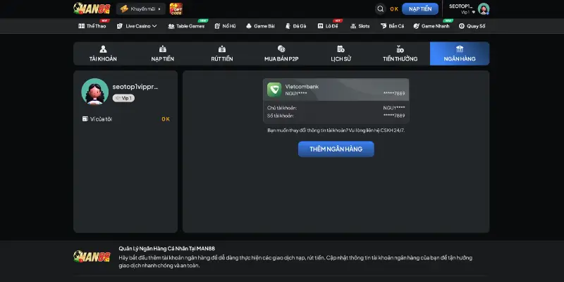 Quy định điều kiện rút tiền trên hệ thống Man88