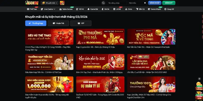 Tìm hiểu chung về chương trình khuyến mãi Man88