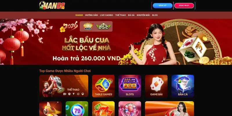 Tìm hiểu sòng bài trực tuyến Man88 hot nhất nhất 2026